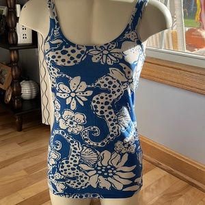 Lilly Pulitzer blue seahorse tank XS EUC